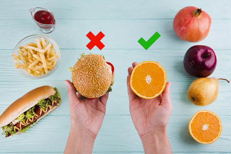 For weight loss, fast food is replaced by fruits