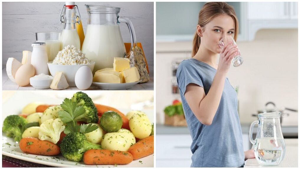 Intensified diet for gout - water, dairy products, boiled vegetables
