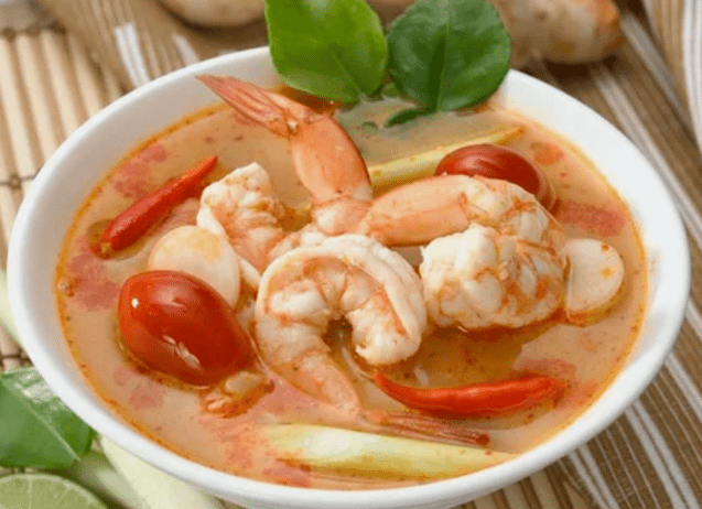 Soup with a shape yam yam shrimp